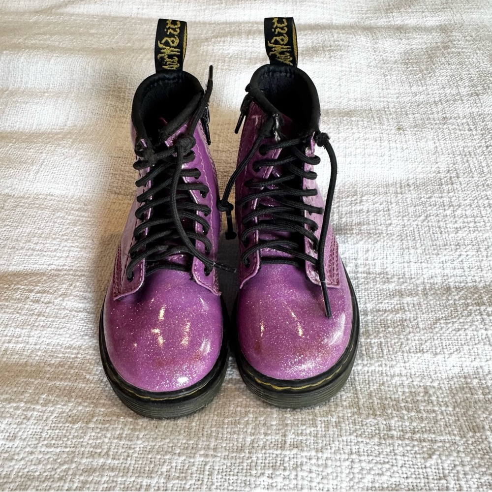 Dr. Martens Toddler 1460 Glitter Lace Up Boots Purple Pink Sz 8 Combat Boots 90s - Picture 2 of 10